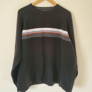 Vintage Eddie Bauer Men's Casual Pullover Black Striped Knit Sweater Size XXL